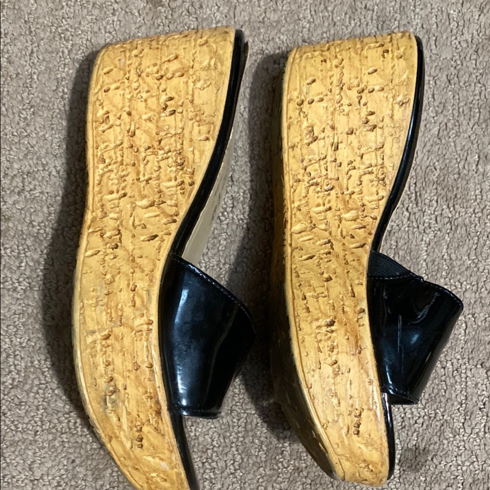 Callisto Black Wedge Size 5 Open Toe Shoes Elegant Design Wedding Spring Office
